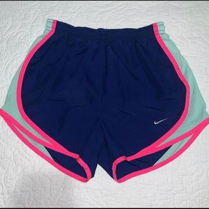 blue, mint blue and hot pink shorts